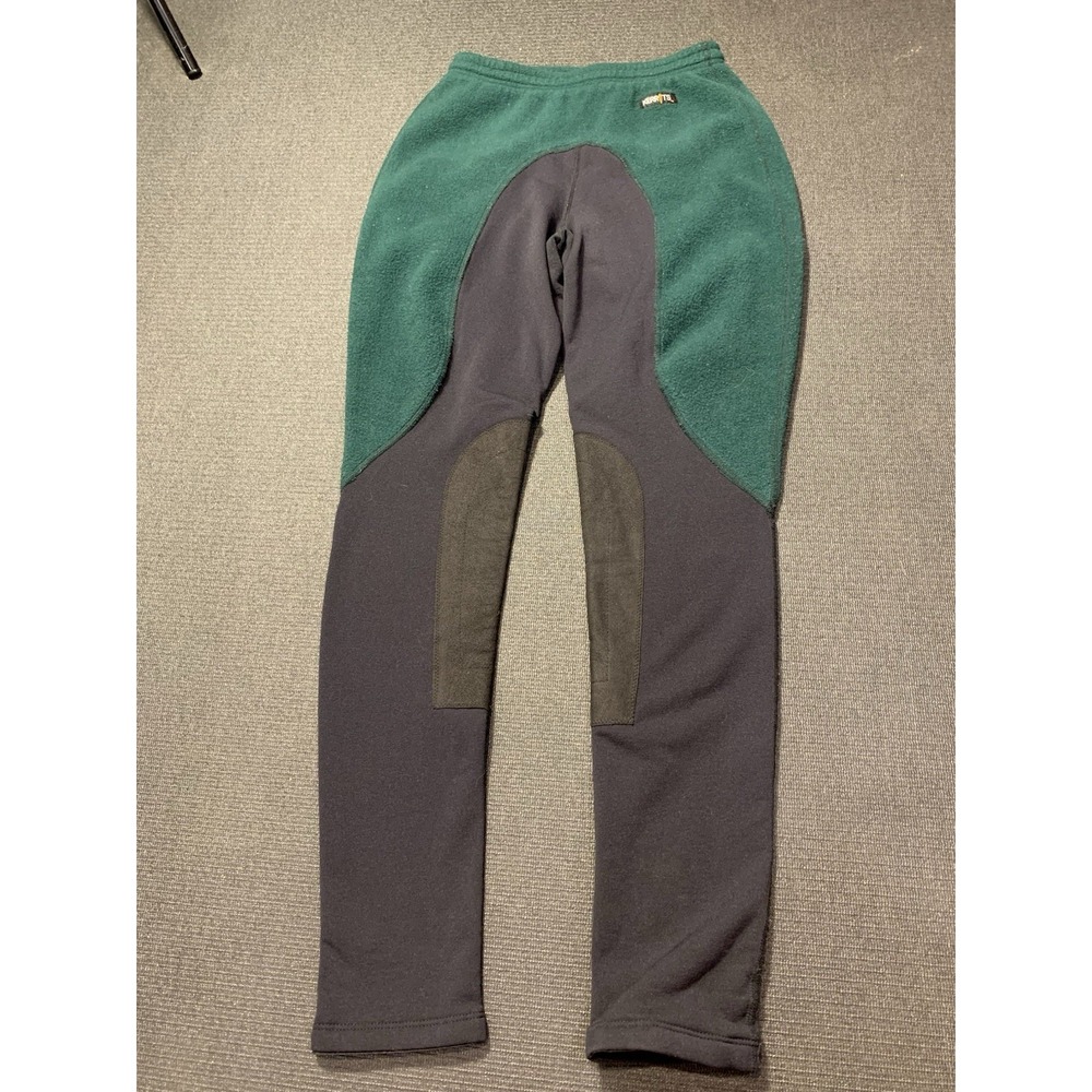 Kerrits Green Black Fleece Lined Riding Pants Women's Large Vintage Knee Patches